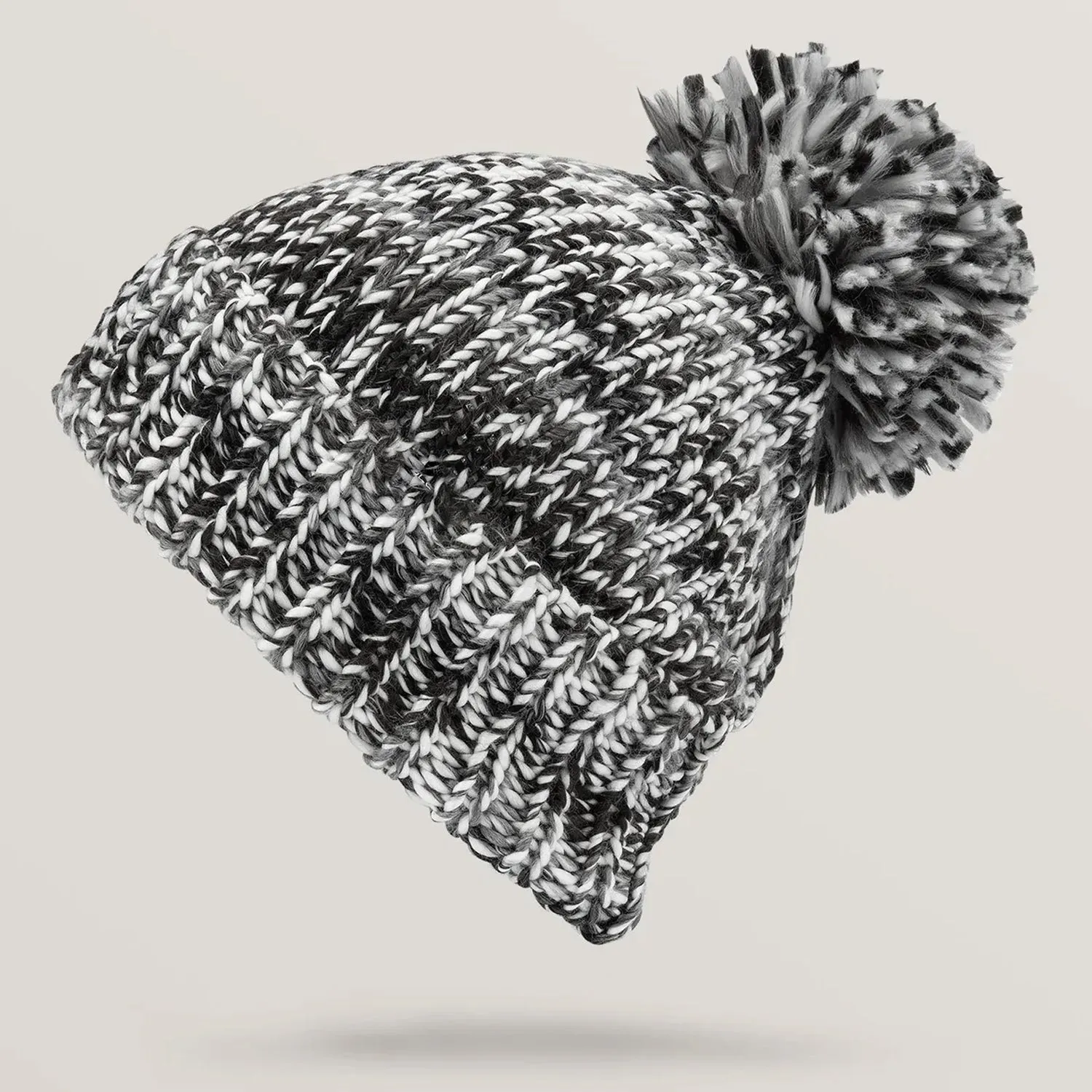 6337 Men's and Women's Skull Slouchy Winter Woolen Knitted Black Inside Fur Beanie Cap.