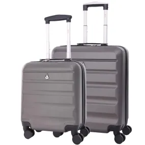 Aerolite Easyjet Bundle, Large Cabin (56x45x25cm) Lightweight Hard Shell Cabin Suitcase & (45x36x20cm) Easyjet Max Suitcase