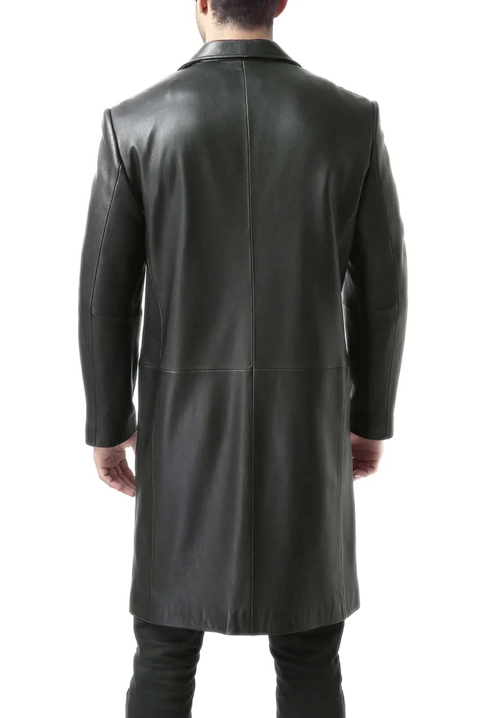 BGSD Men Classic New Zealand Lambskin Leather Long Walking Coat