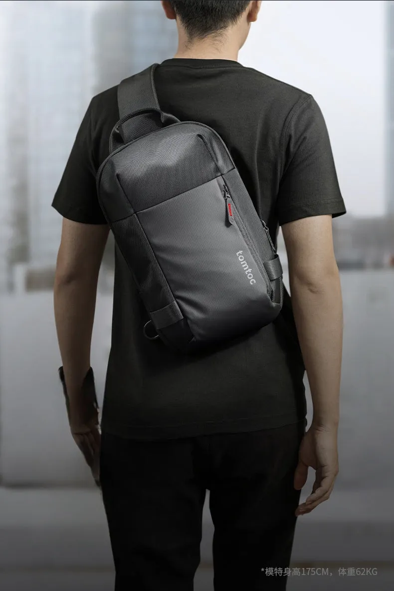 Black 14‘’ Laptop Large Sling Bag For Big Men 9L Sports Large Sling Bag For Men