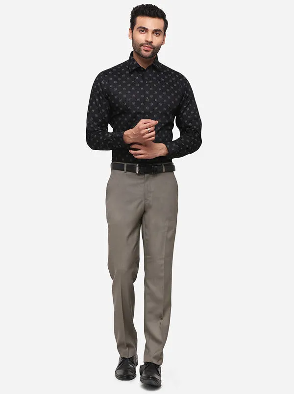 Black Printed Slim Fit Formal Shirt | Greenfibre