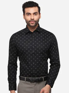 Black Printed Slim Fit Formal Shirt | Greenfibre