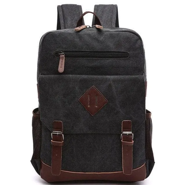 Mens Large Vintage Canvas Backpack Laptop Bag