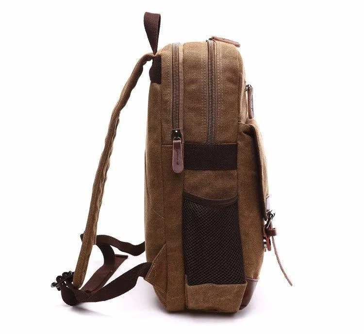 Mens Large Vintage Canvas Backpack Laptop Bag