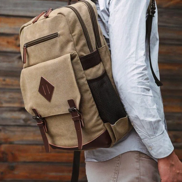 Mens Large Vintage Canvas Backpack Laptop Bag