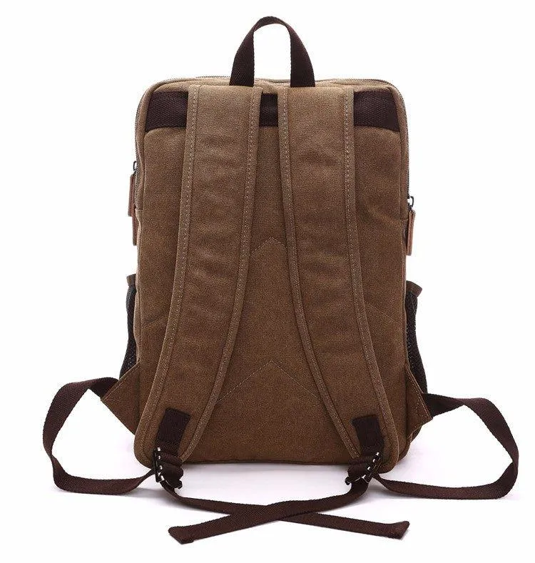 Mens Large Vintage Canvas Backpack Laptop Bag