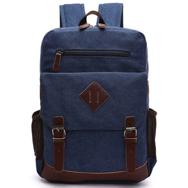 Mens Large Vintage Canvas Backpack Laptop Bag