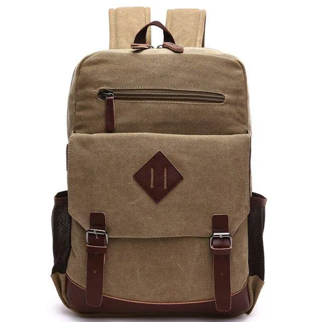 Mens Large Vintage Canvas Backpack Laptop Bag