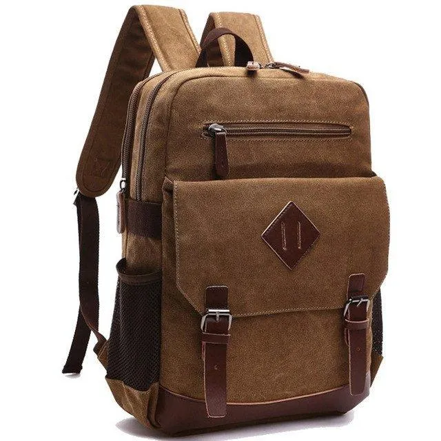 Mens Large Vintage Canvas Backpack Laptop Bag