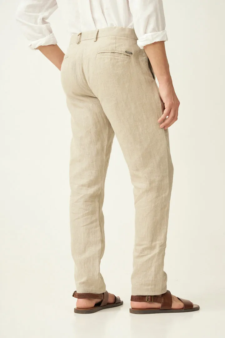 Oatmeal 100% Linen Pants