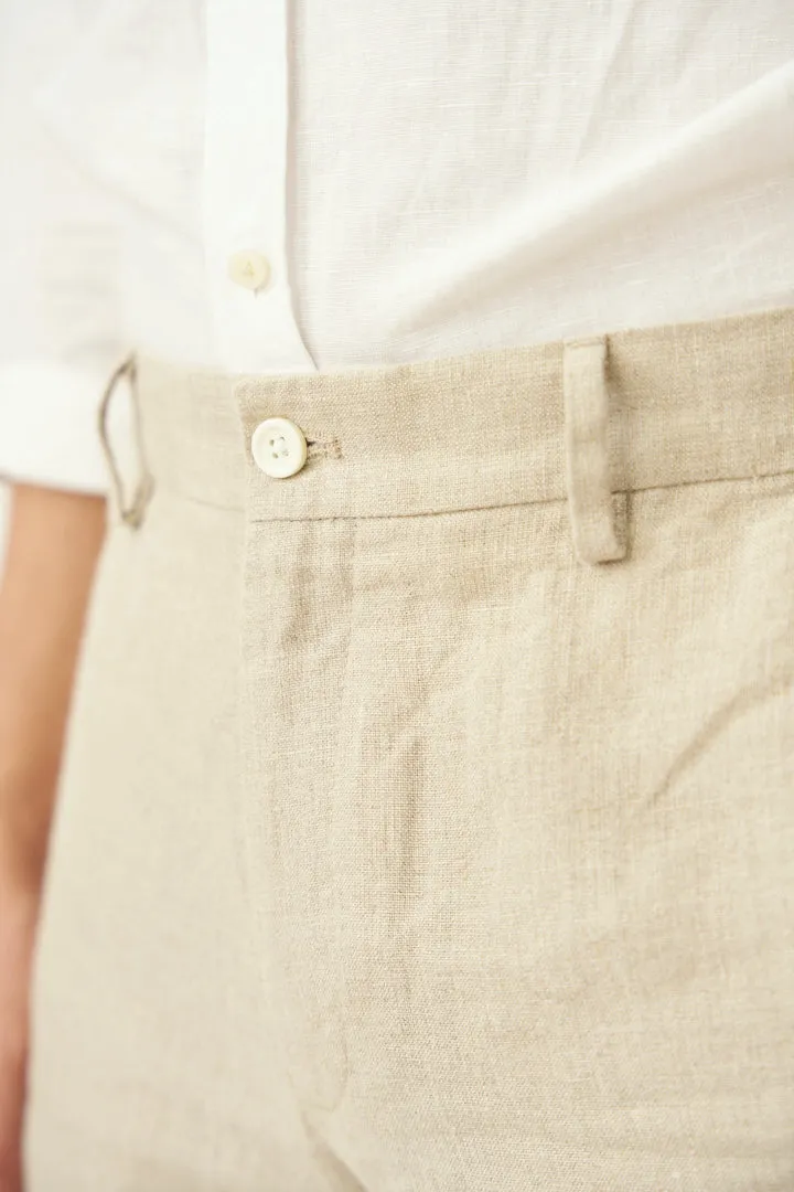 Oatmeal 100% Linen Pants