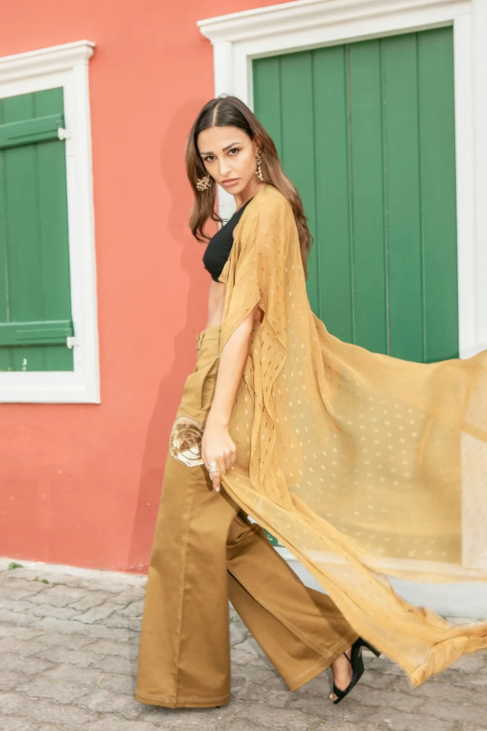 Ochre Embroidered Maxi Duster