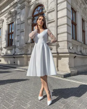 Rochie alba midi cununie civila