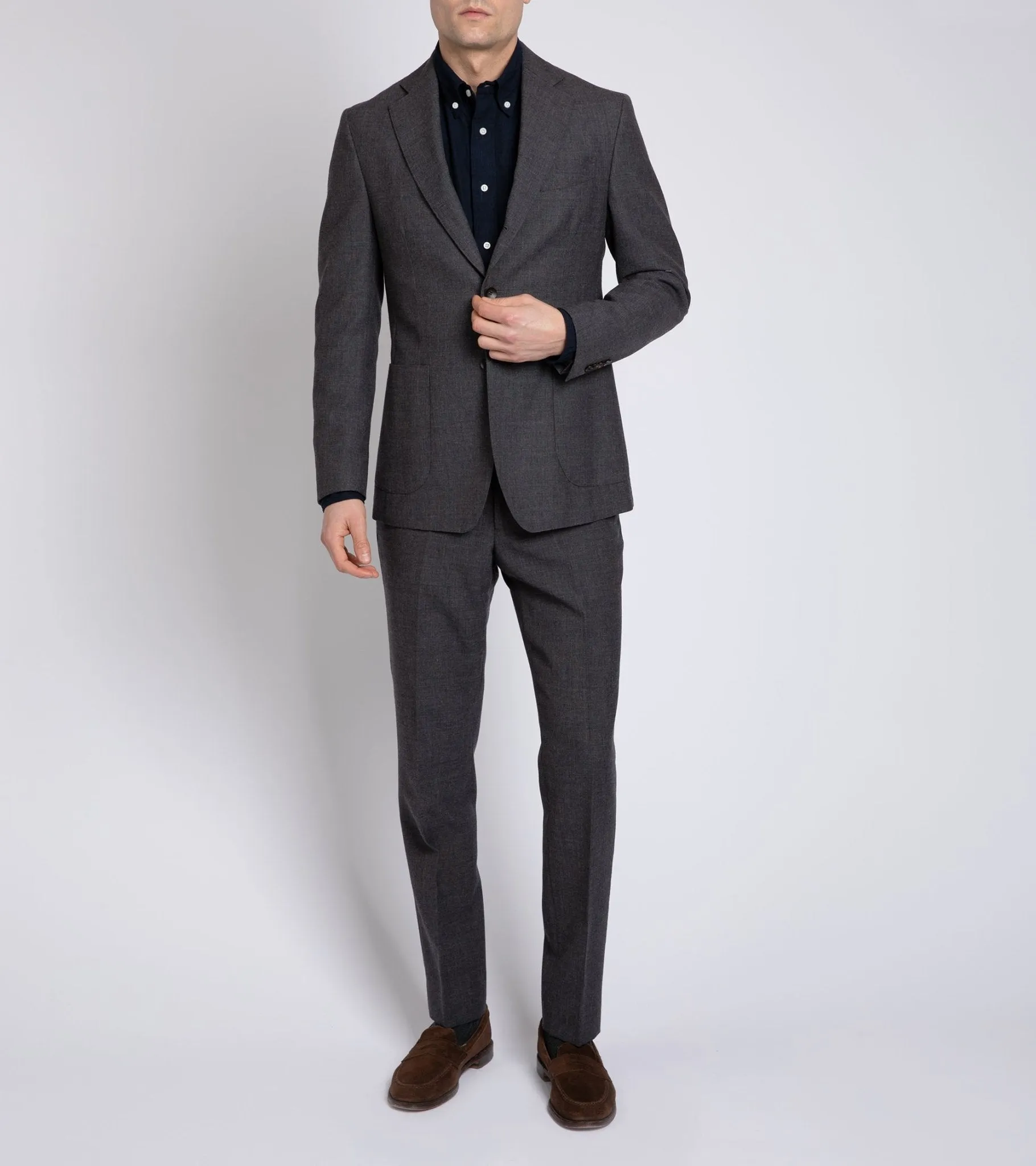 Trunk Wigmore Wool Fresco Suit Trousers: Charcoal